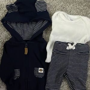 Carters Preemie jacket, onesie, and pant set. EEUC. Washed, never worn.